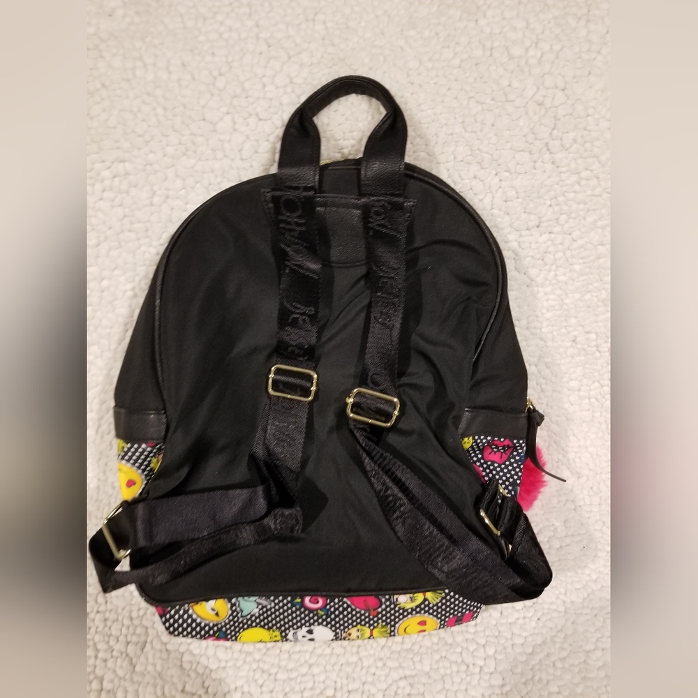 Betsey Johnson Backpack Emoji Black Fabric Medium Siz… Gem